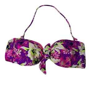 Victoria’s Secret Bikini Top Size L Floral Hawaiian Removable Pads Beach Halter
